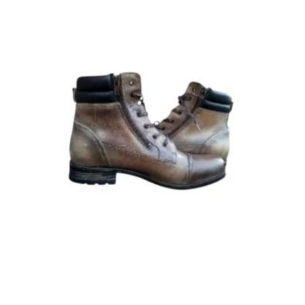 42 Taos Leather Capstone Tobacco Brown Ankle Combat Moto Lace Boot Women 11 11.5